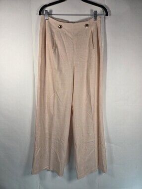 MICHAEL Michael Kors Pale Blush Wide Leg Pants with Gold Buttons